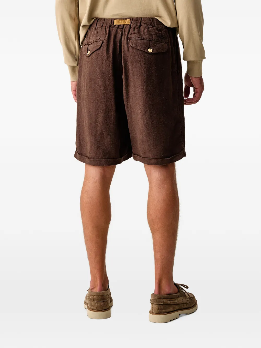 Aeronautica Militare Geplooide shorts met riem Bruin