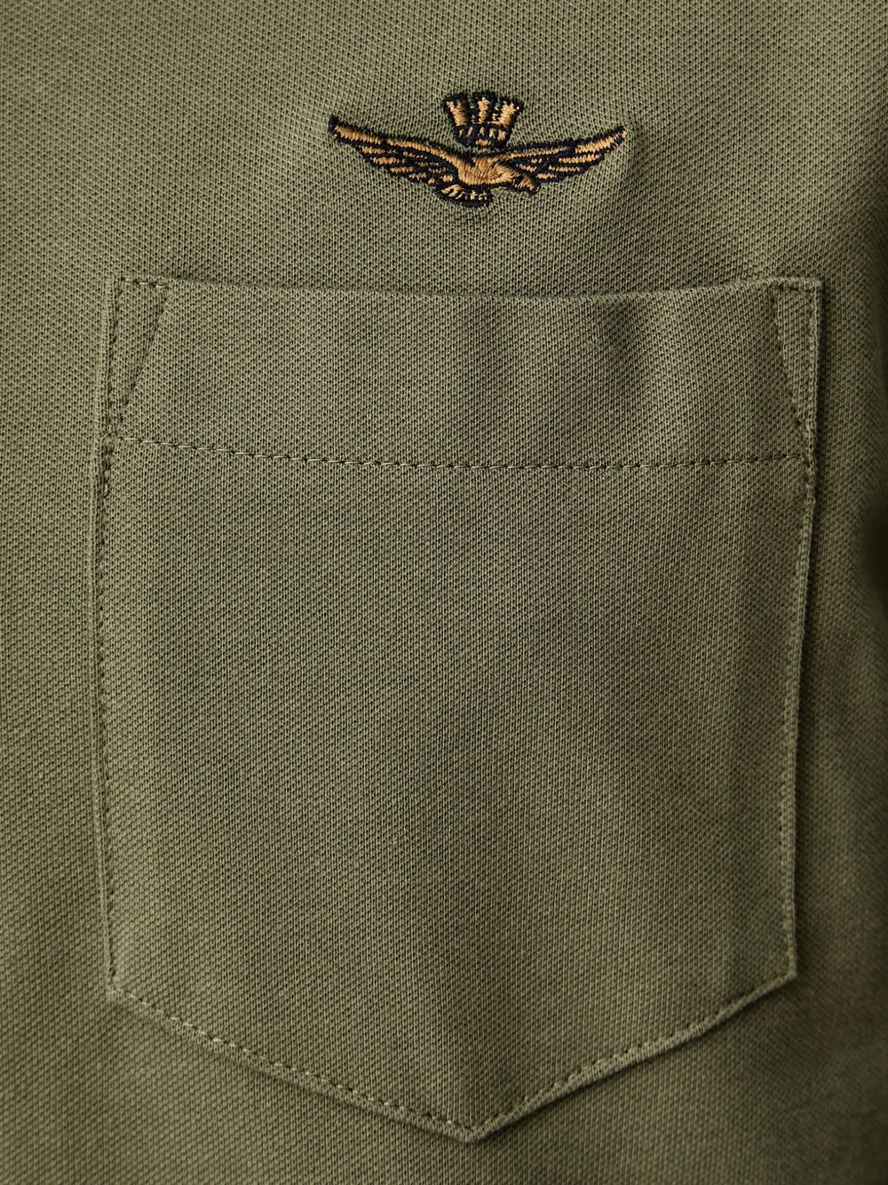 Aeronautica Militare Overhemd met geborduurd logo en zak Groen