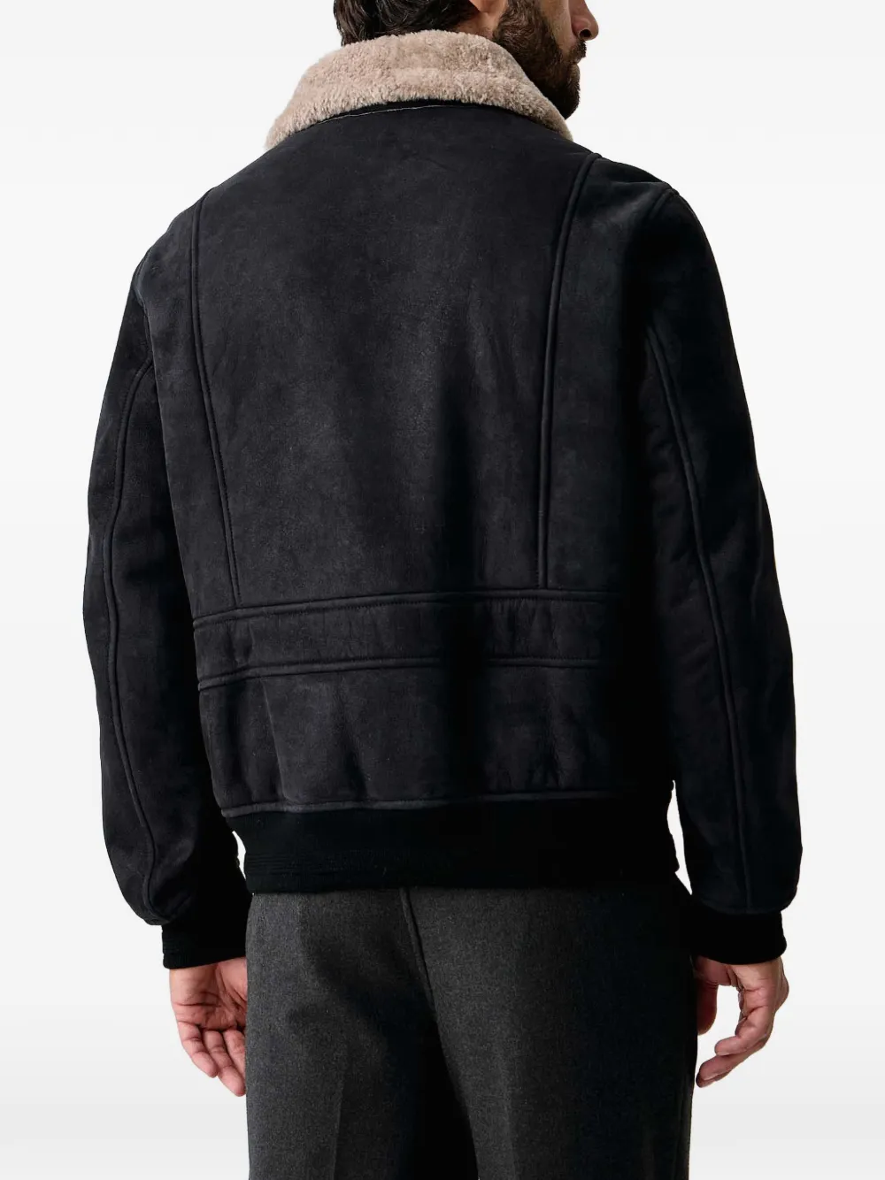 Aeronautica Militare Jack met kraag van lamswol Zwart