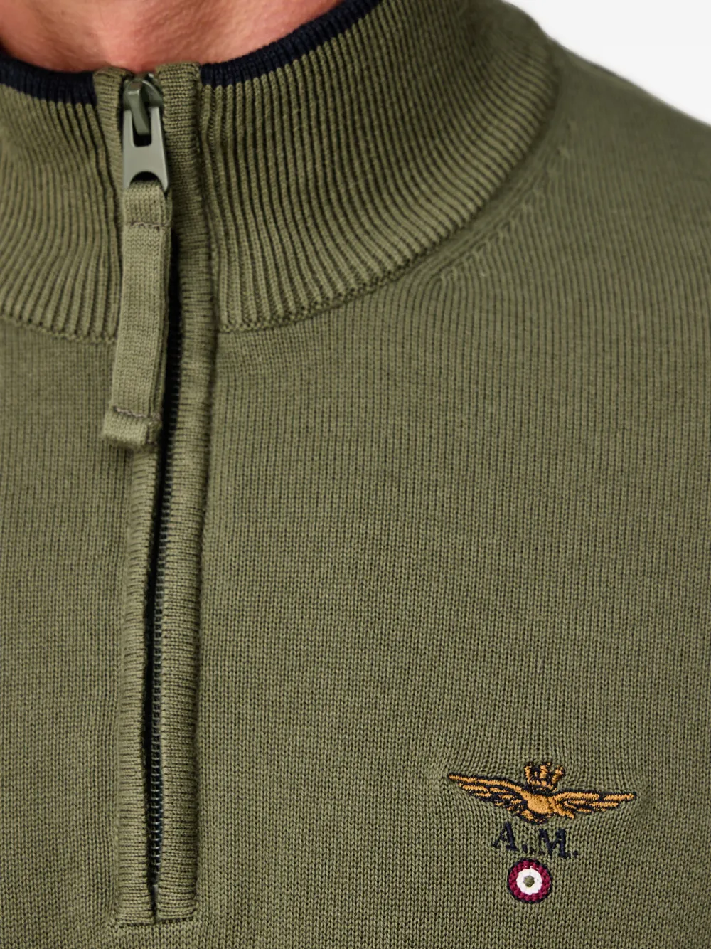 Aeronautica Militare Trui met geborduurd logo en rits Groen