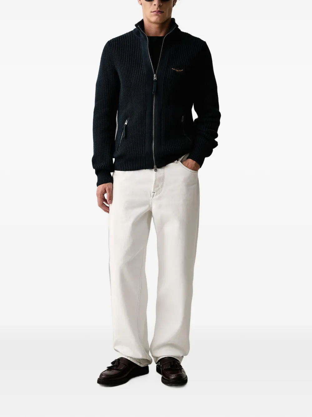 Aeronautica Militare Ribgebreid vest met rits Blauw