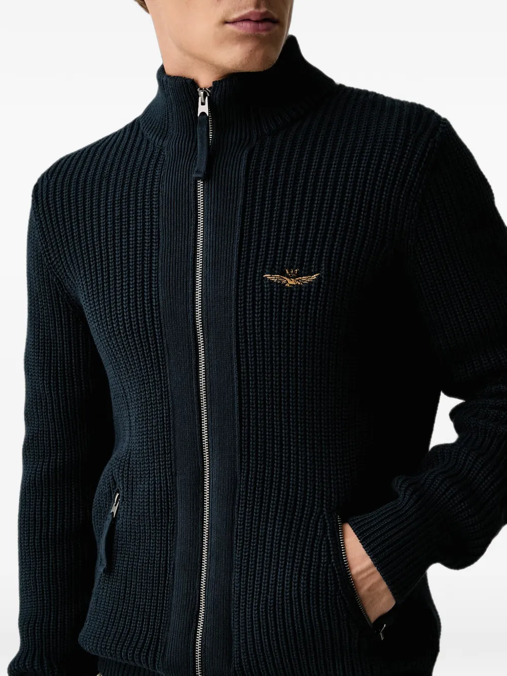 Aeronautica Militare Ribgebreid vest met rits Blauw