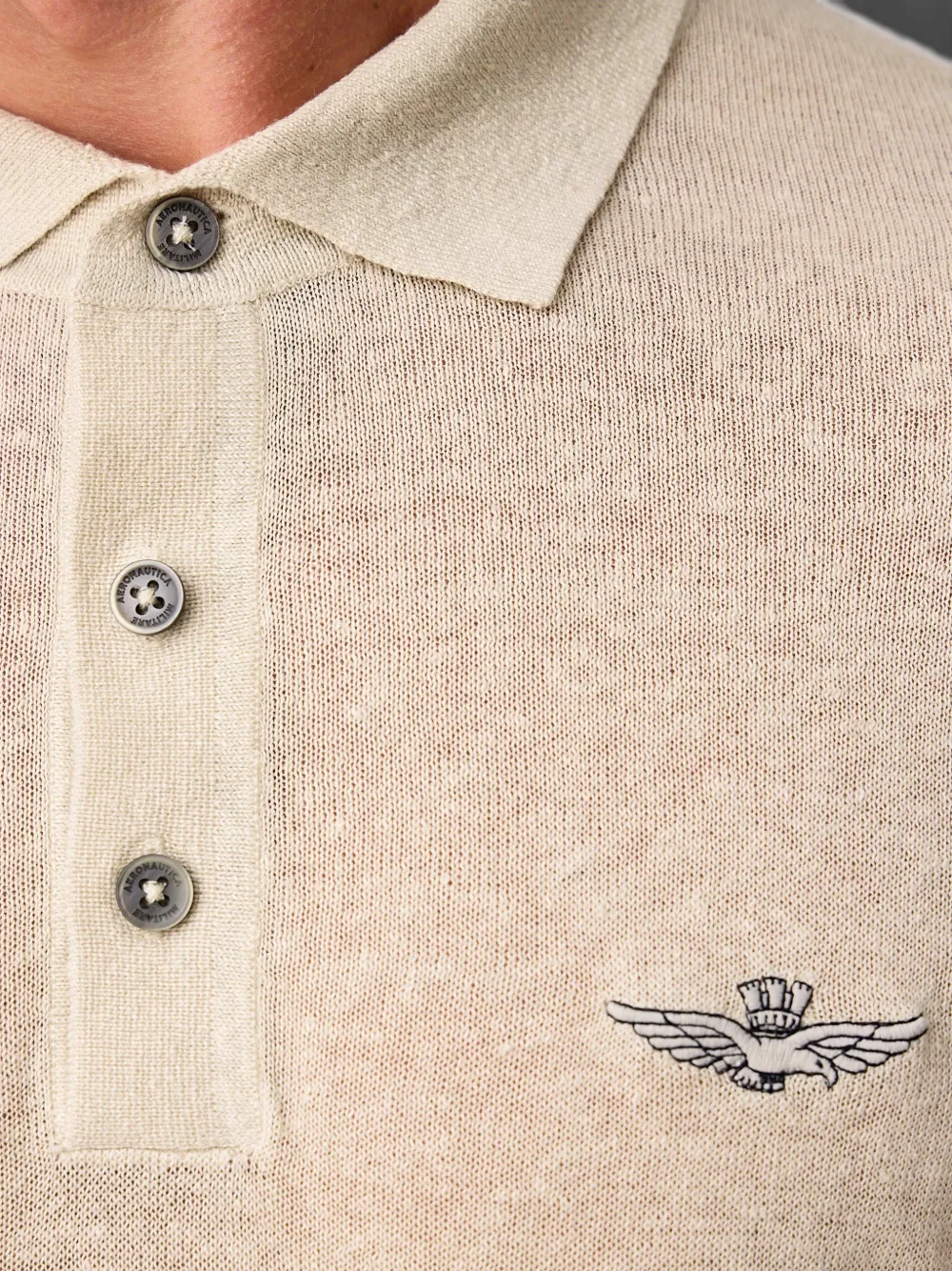 Aeronautica Militare Poloshirt met geborduurd logo Beige