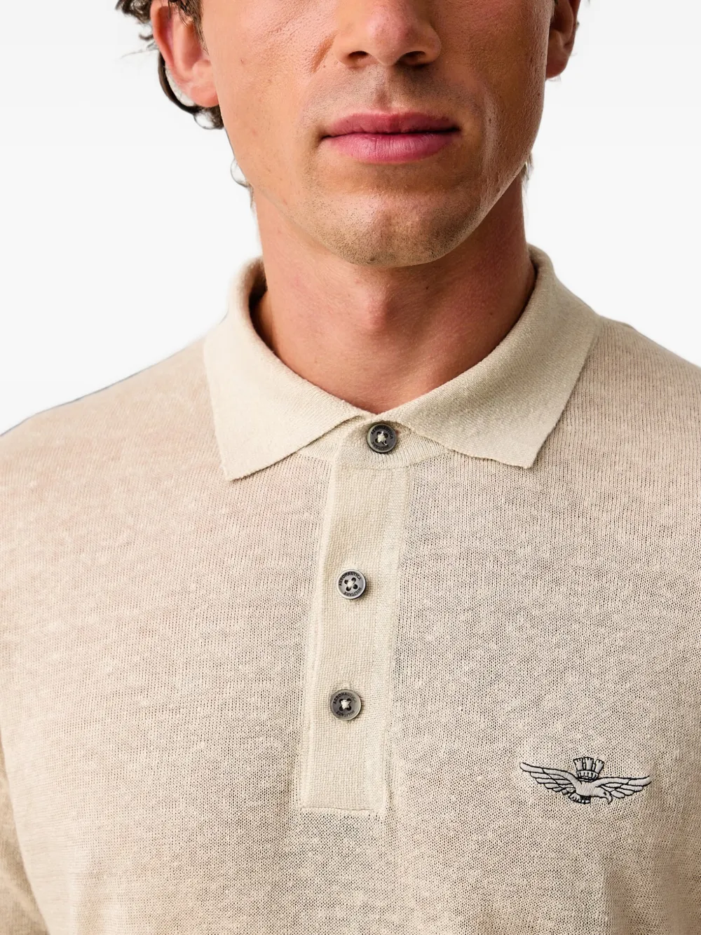 Aeronautica Militare Poloshirt met geborduurd logo Beige