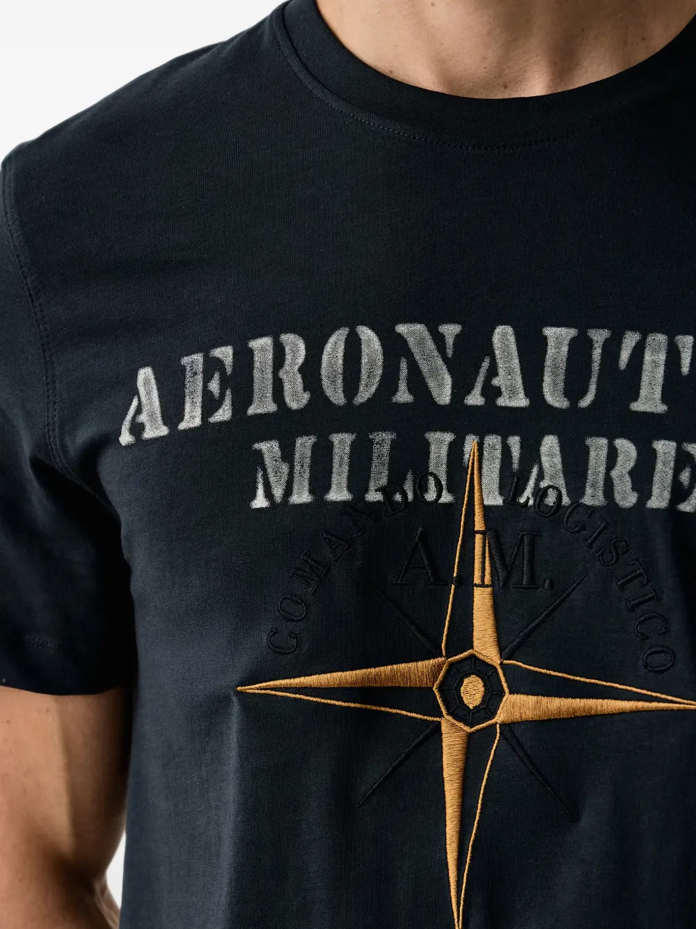 Aeronautica Militare T-shirt met geborduurd logo Zwart