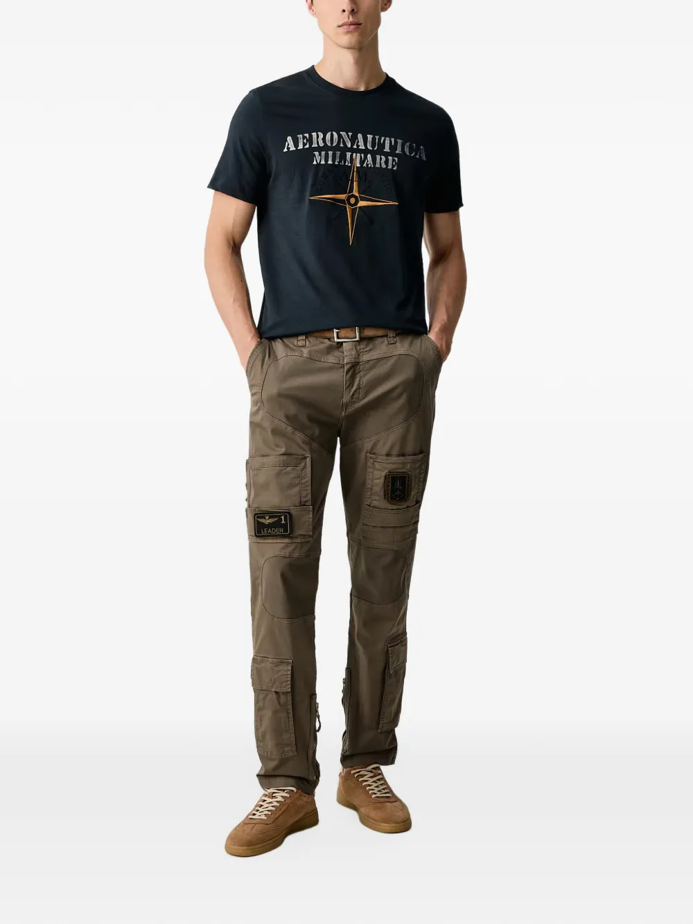 Aeronautica Militare T-shirt met geborduurd logo Zwart