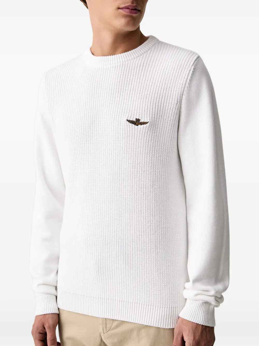 Aeronautica Militare Ribgebreide trui Wit