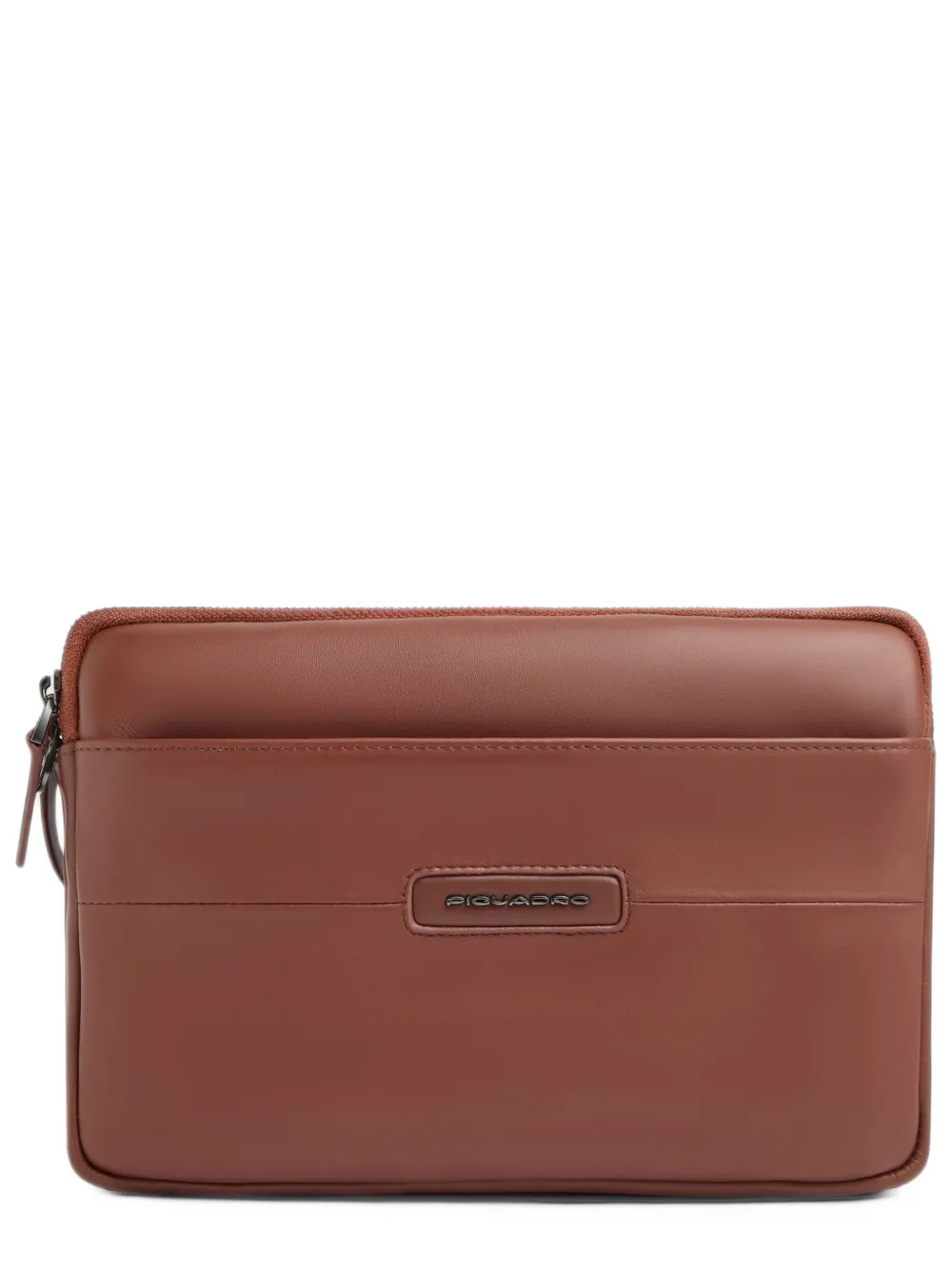 PIQUADRO logo-plaque mini Ipad leather handbag Bruin