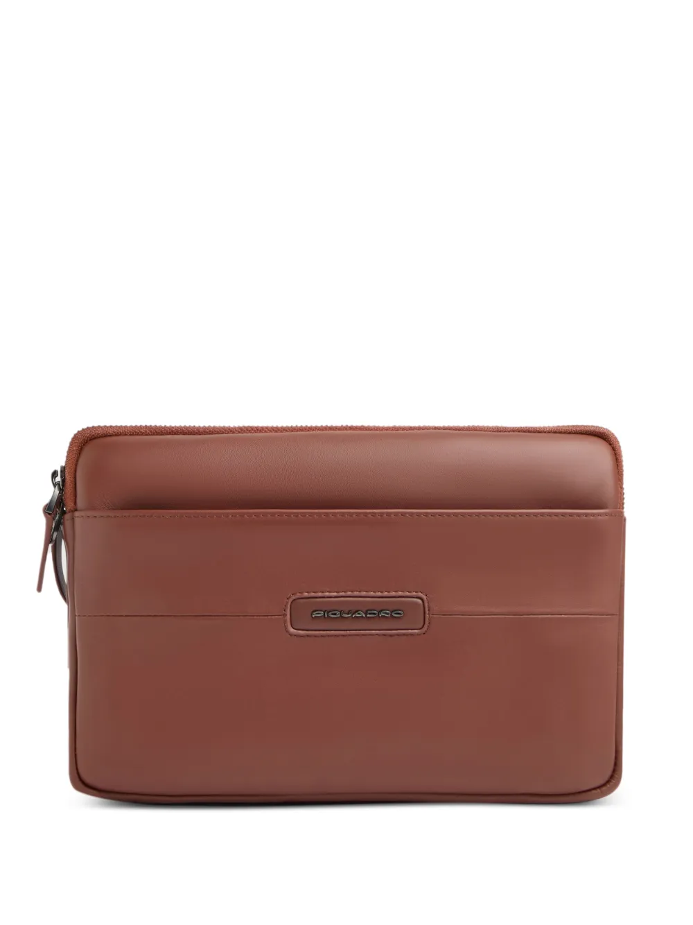 PIQUADRO logo-plaque mini Ipad leather handbag Bruin