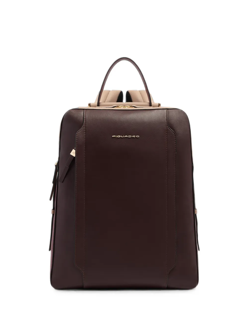 PIQUADRO RFID-blocking leather laptop backpack - Rosso
