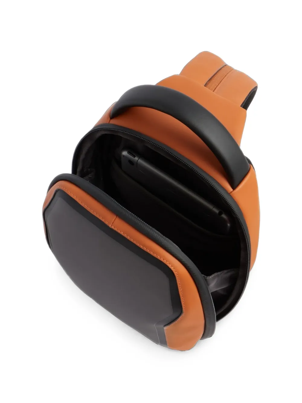 PIQUADRO Multifunctionele slingbacktas met vlakken en logo-plakkaat Oranje