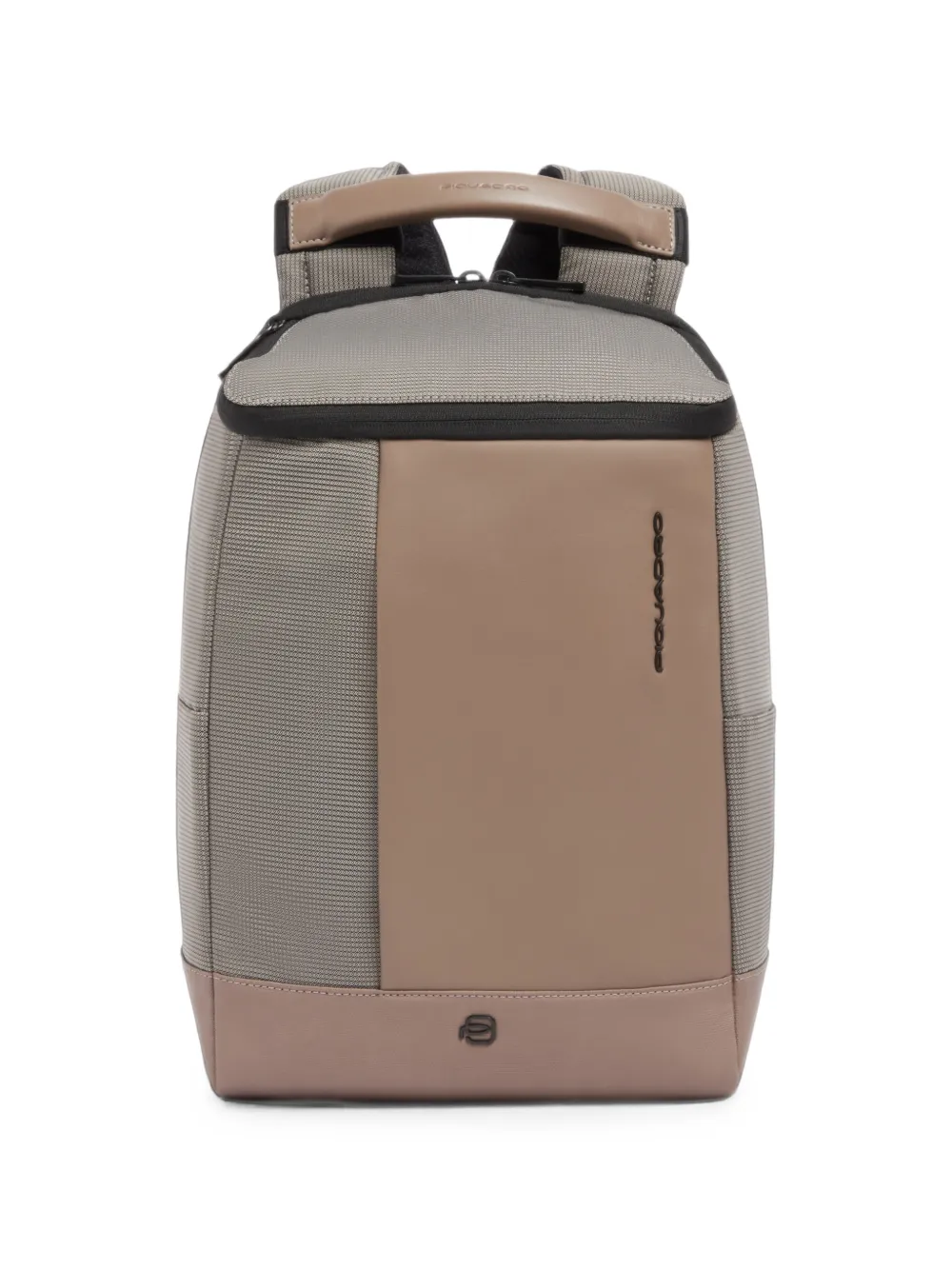 PIQUADRO panelled logo-print backpack Beige