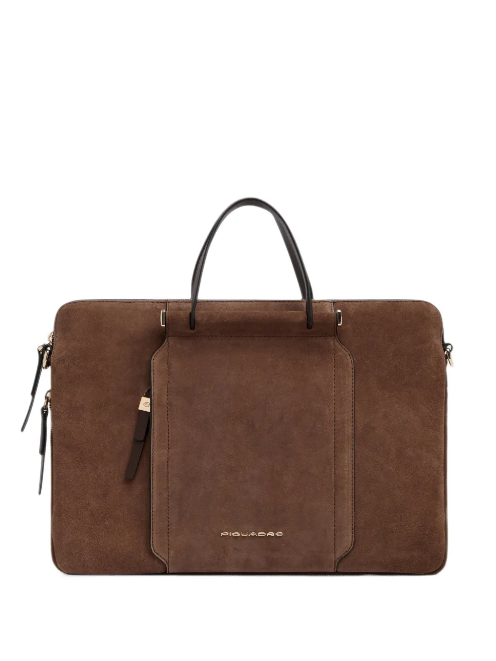 PIQUADRO Circle expandable suede 14" laptop bag Bruin