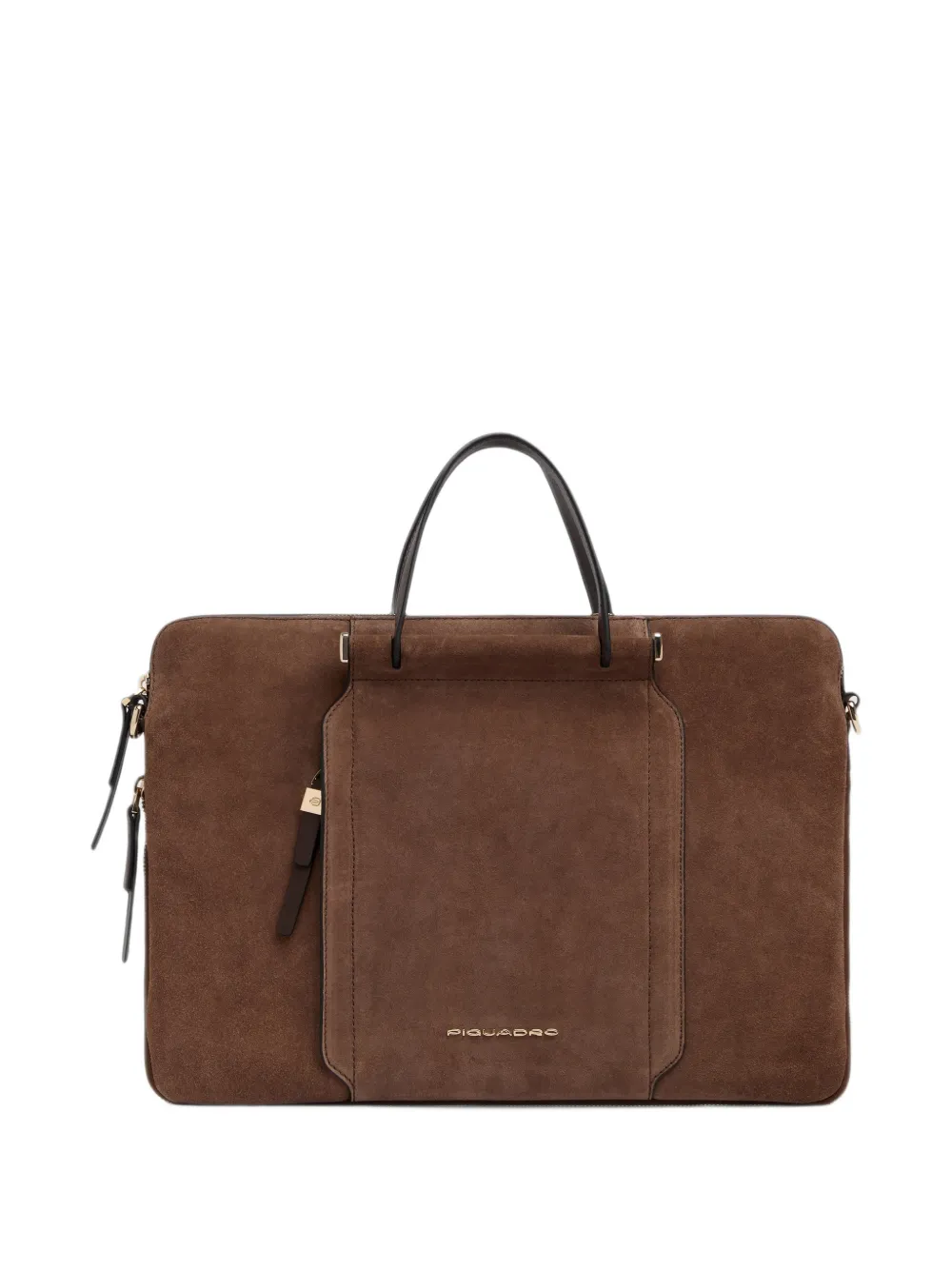 PIQUADRO Circle expandable suede 14" laptop bag Bruin