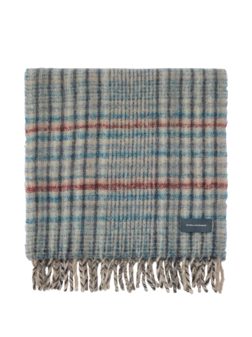 PIQUADRO Sciarpa a quadri con frange - Blu