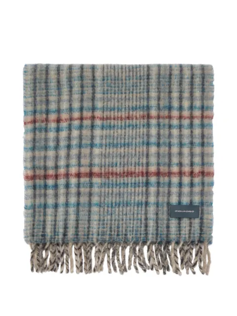 PIQUADRO check-pattern fringed scarf