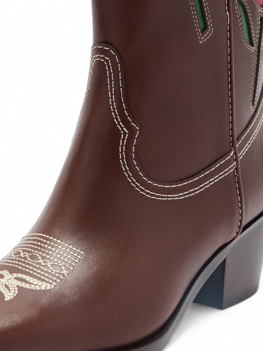 Loeffler Randall tulip-appliqué western boots Bruin