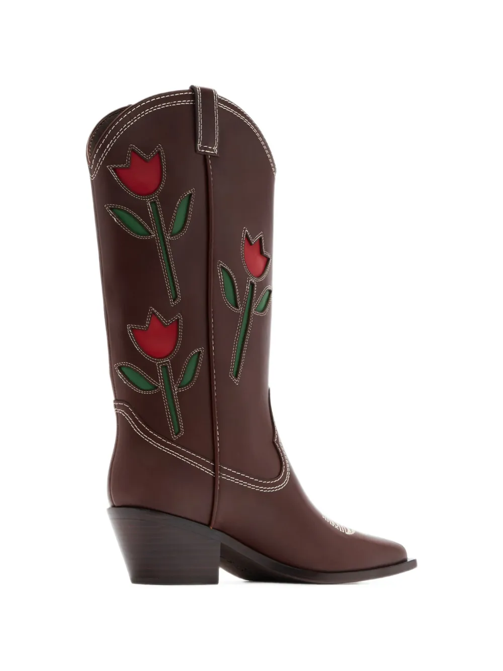 Loeffler Randall tulip-appliqué western boots Bruin