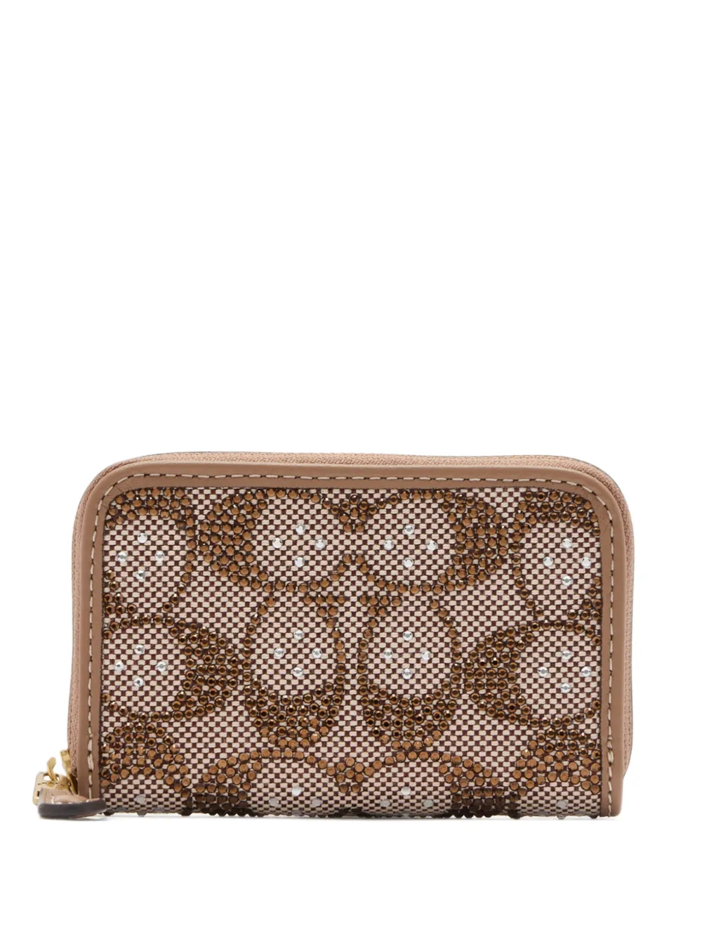 Coach Essential Small Zip-around Card Case In Crystal Signature Jacquard In Brown