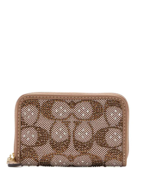Coach Essential small zip-around card case in crystal signature jacquard