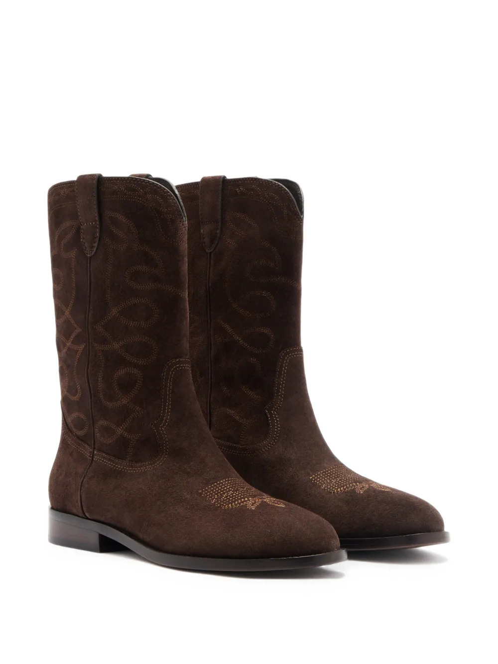 Loeffler Randall Jett embroidered suede boots Bruin