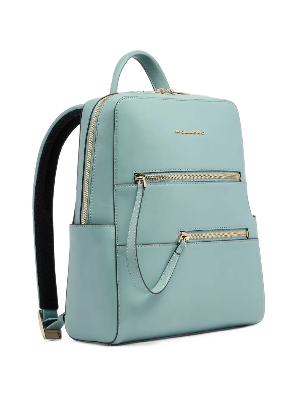 PIQUADRO Patricia front-zip leather backpack Blauw