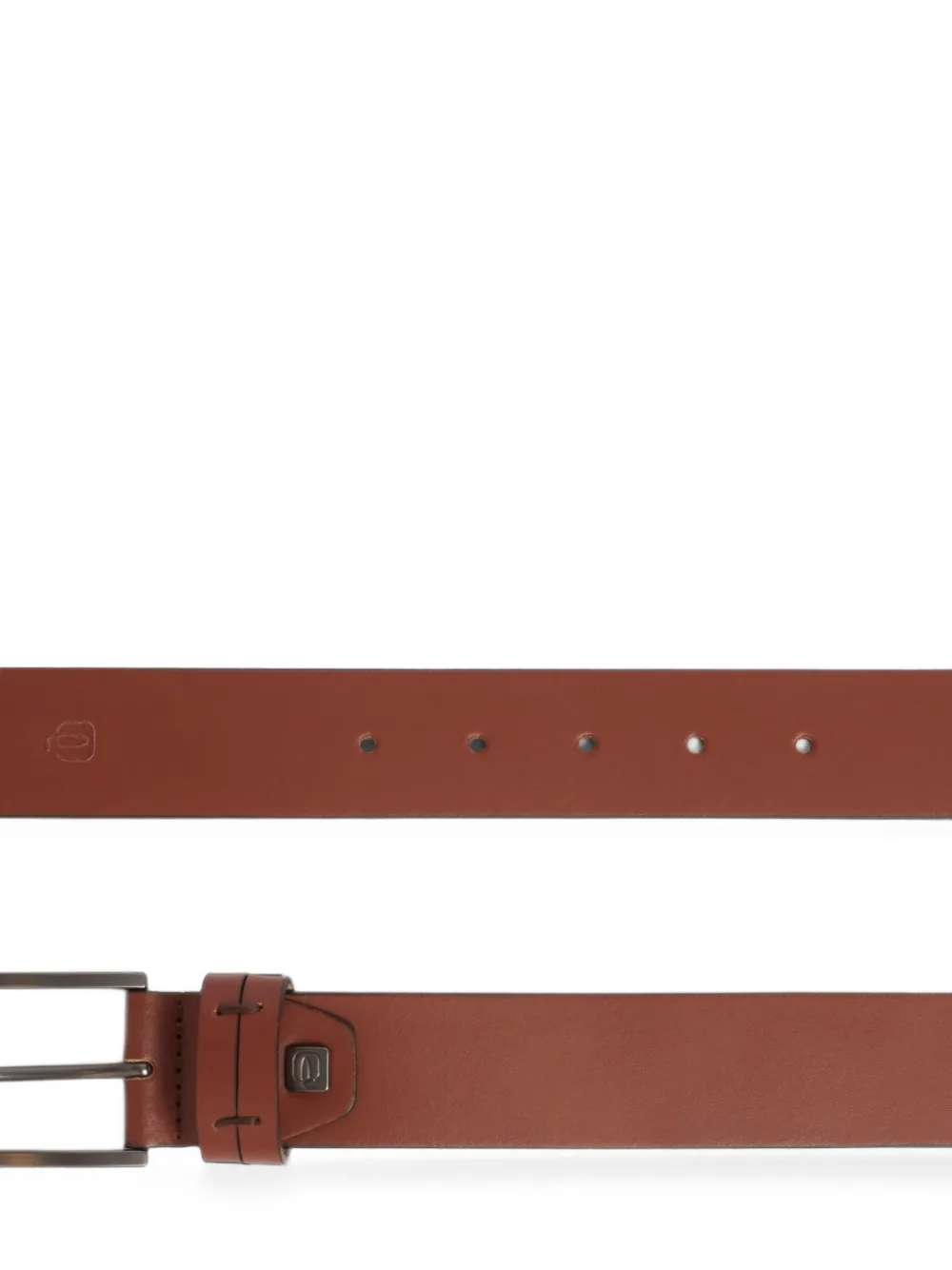 PIQUADRO Leren riem met gegraveerd logo Bruin
