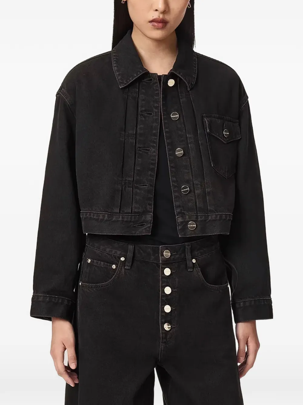 AllSaints Blink cropped denim jacket - Marrone