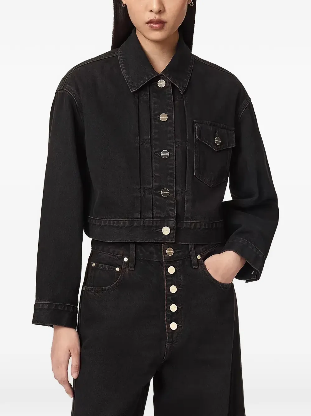 AllSaints Blink cropped denim jacket Bruin