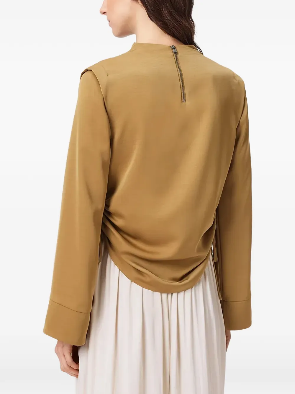 AllSaints Leslie draped high-neck blouse Geel