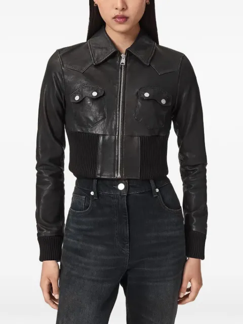 AllSaints ribbed-knit panelled leather jacket