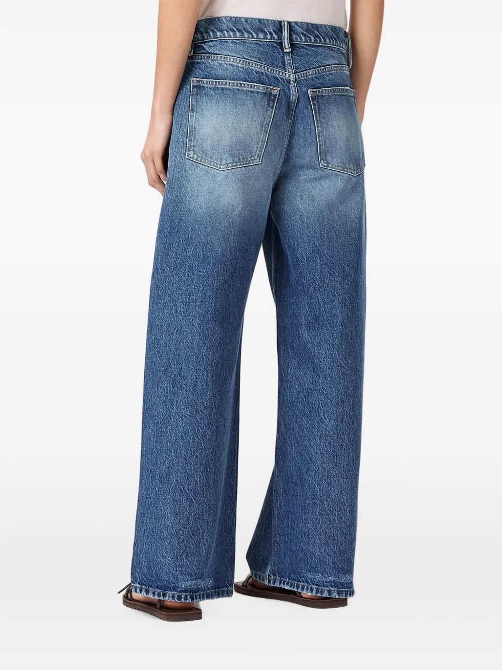 AllSaints Jeans met wijde pijpen en gekruiste taille Blauw