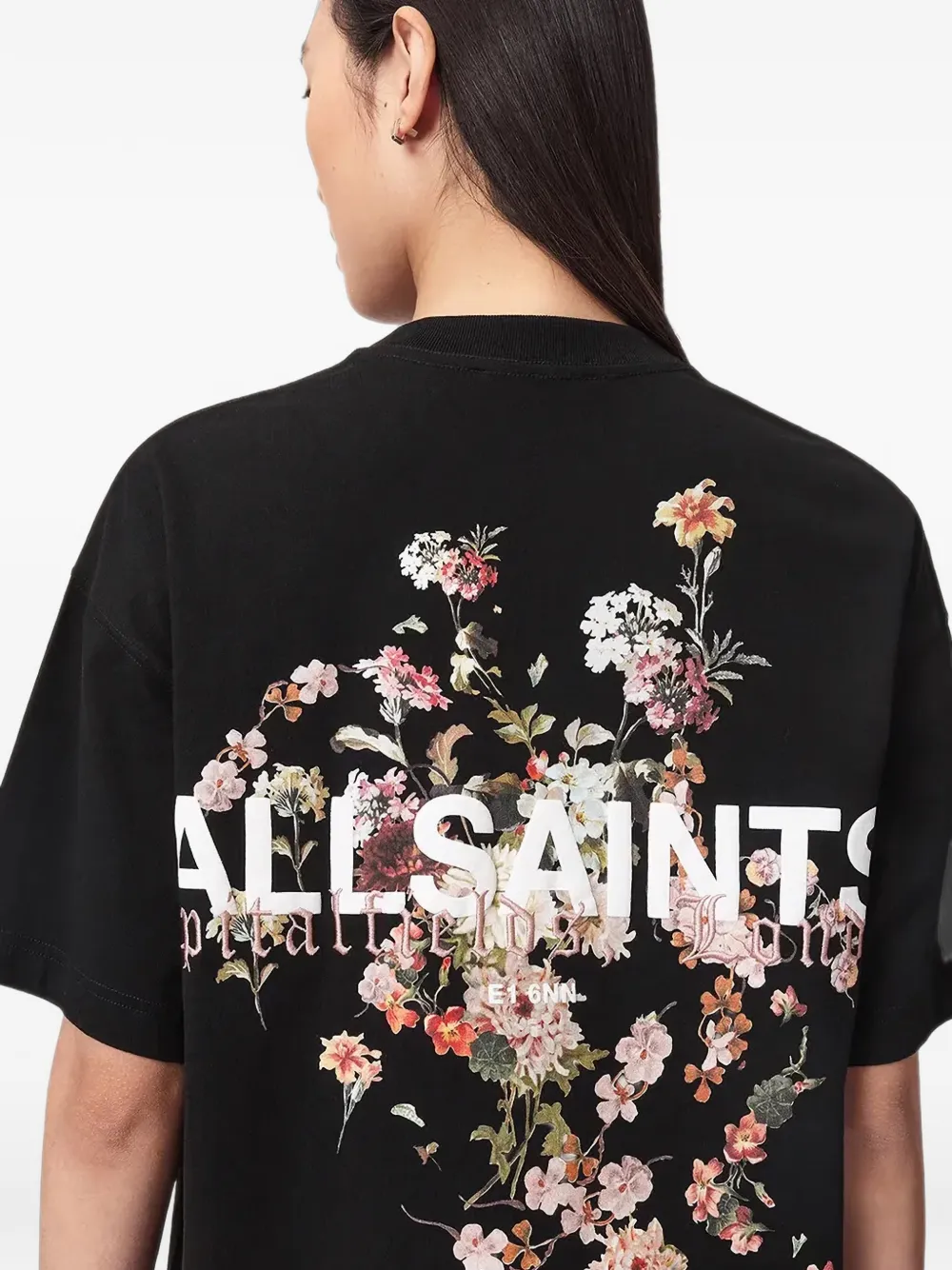AllSaints T-shirt met bloemenprint Zwart