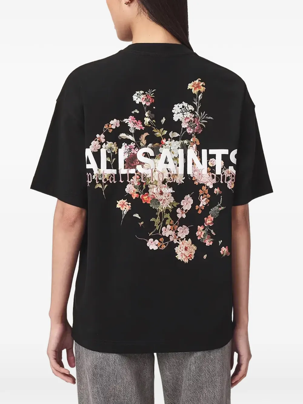AllSaints T-shirt met bloemenprint Zwart