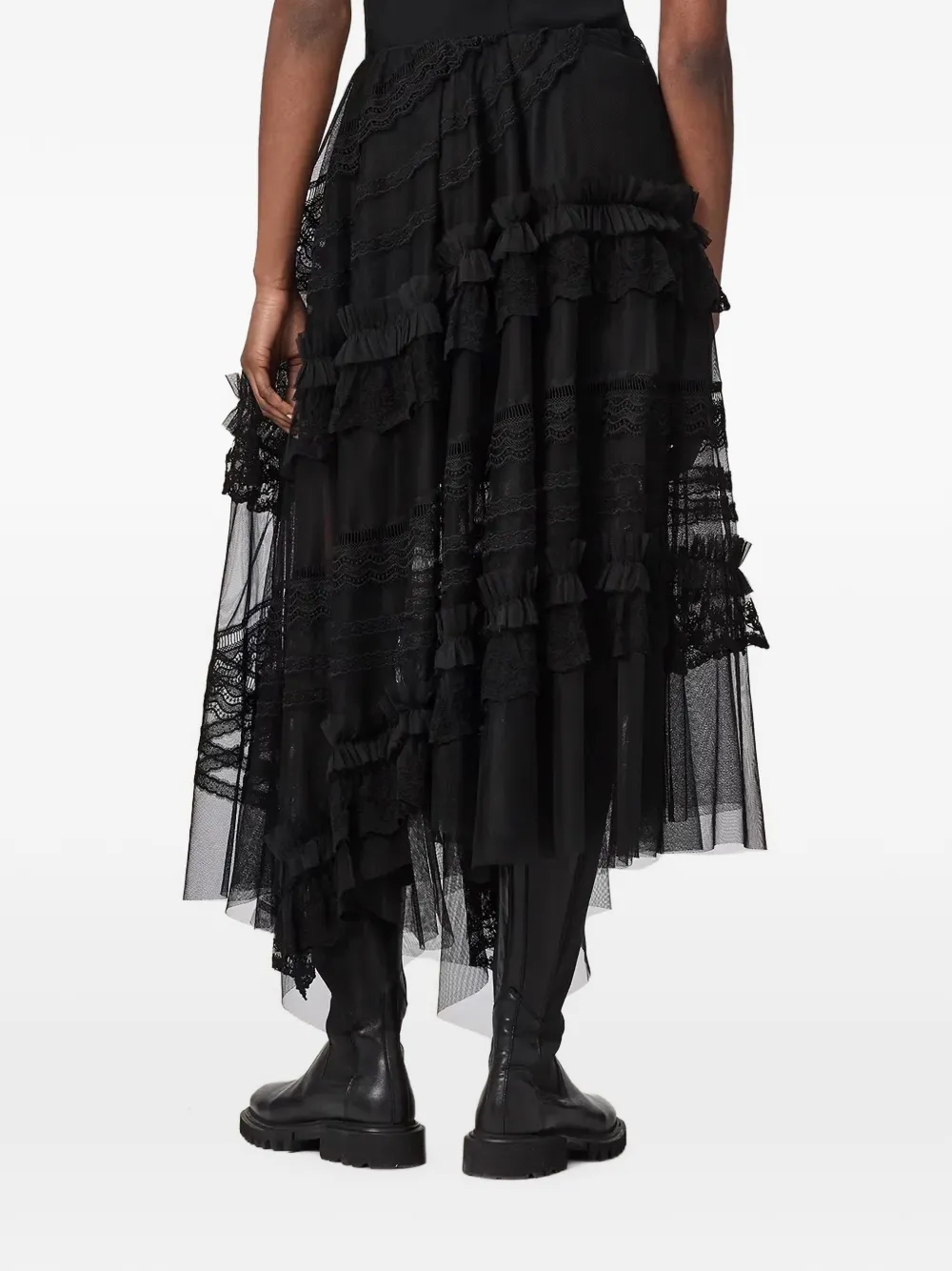 AllSaints Vashtie midi-rok met kant Zwart
