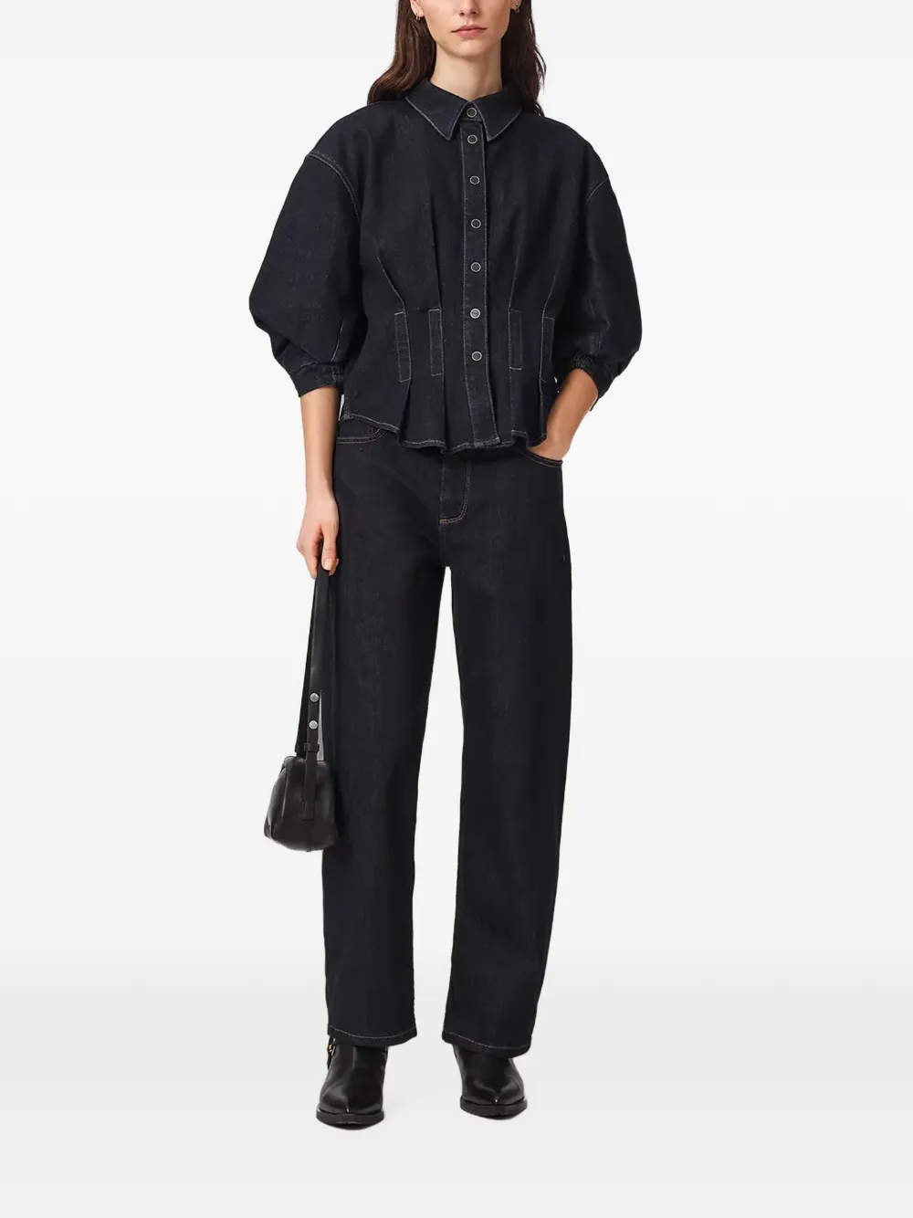 AllSaints High waist jeans met toelopende pijpen Blauw