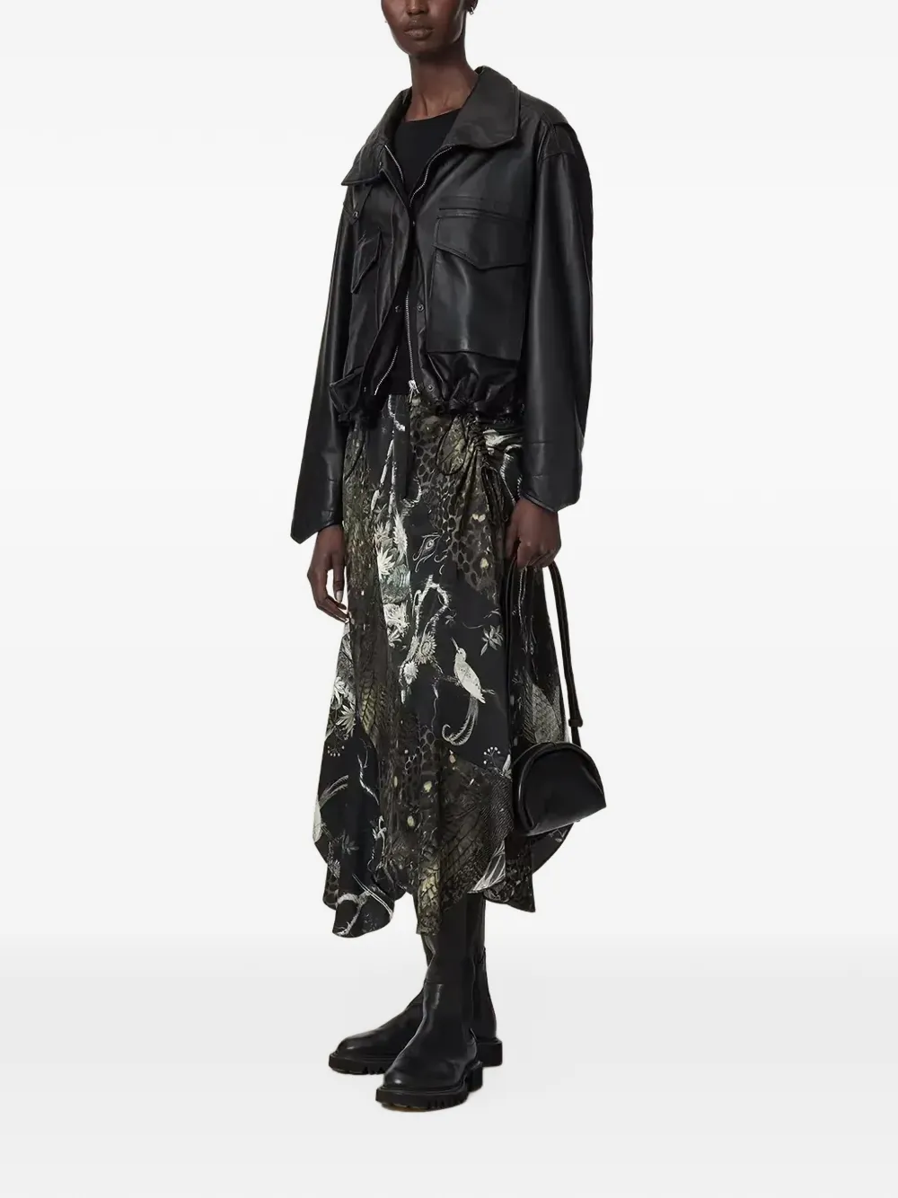 AllSaints Arleen midi-rok met dieren-print Zwart