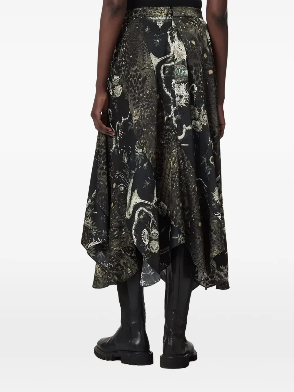 AllSaints Arleen midi-rok met dieren-print Zwart