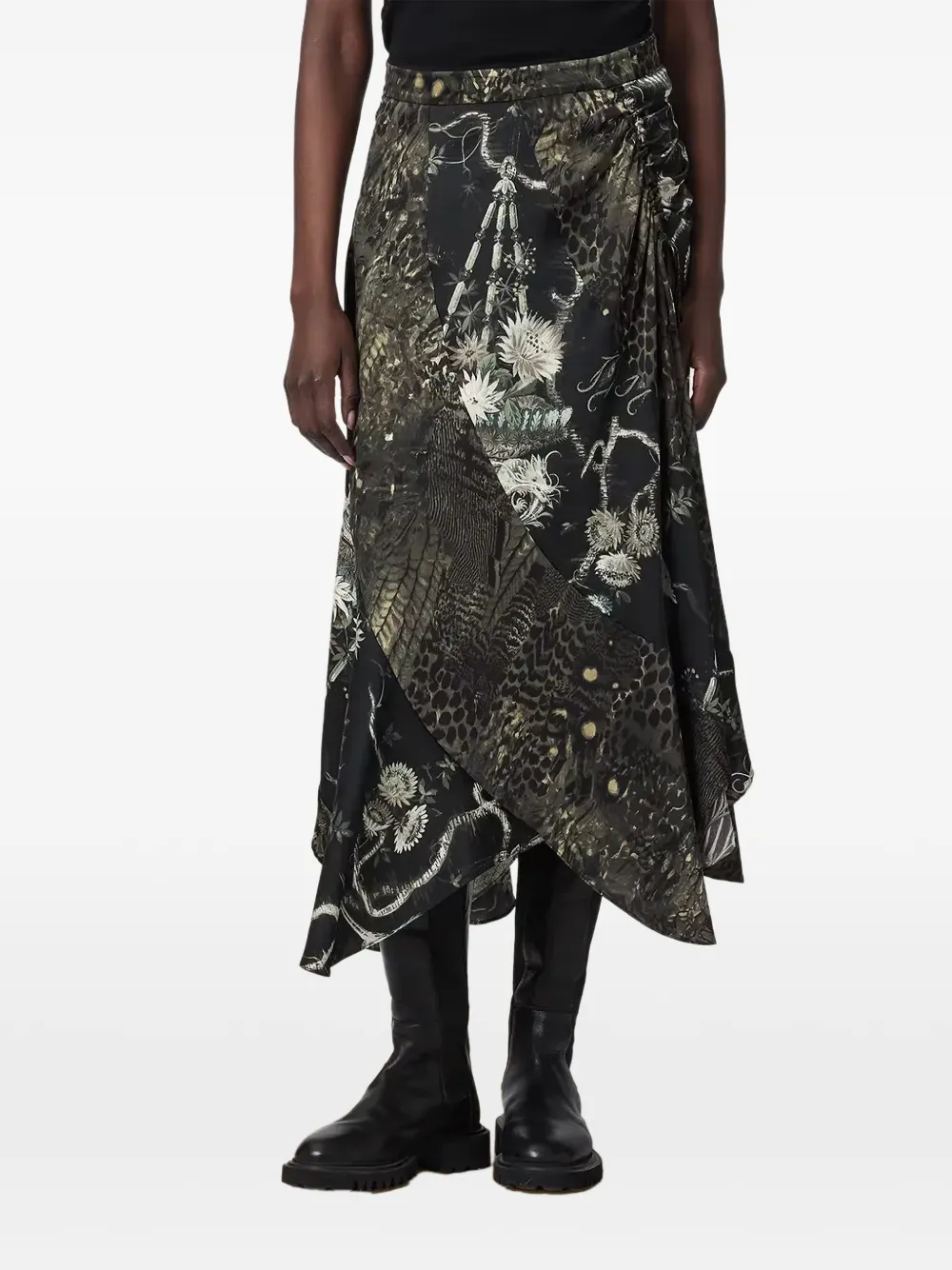 AllSaints Arleen animal-print midi skirt - Noir AllSaints Arleen animal-print midi skirt - Noir