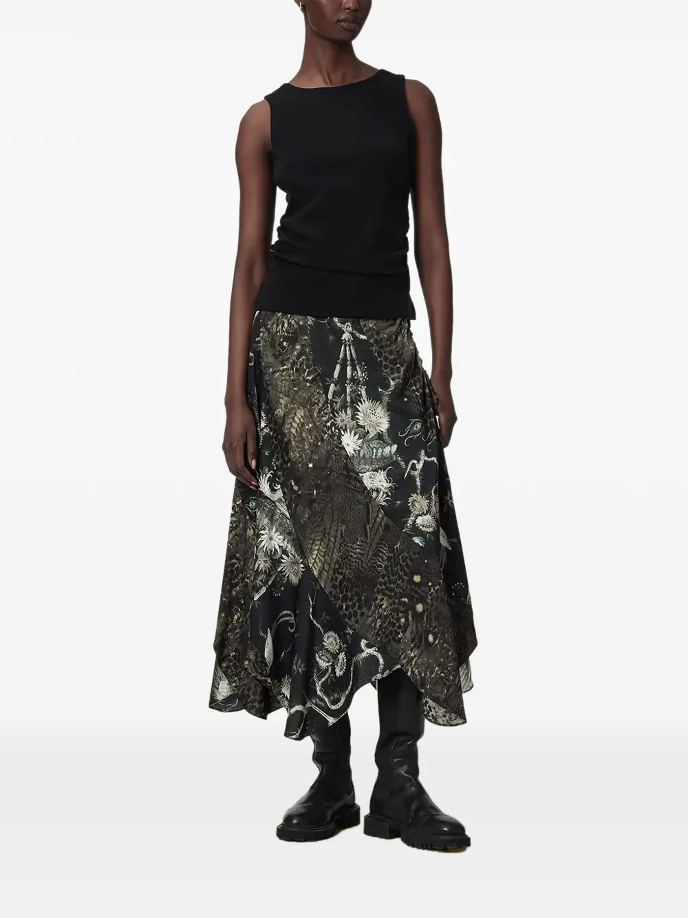 AllSaints Arleen midi-rok met dieren-print Zwart