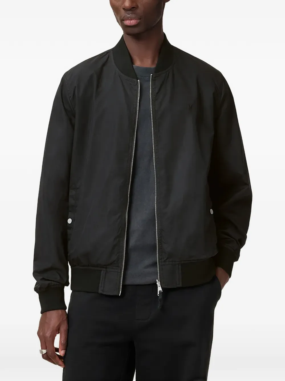 AllSaints Bomberjack met geborduurd logo Zwart