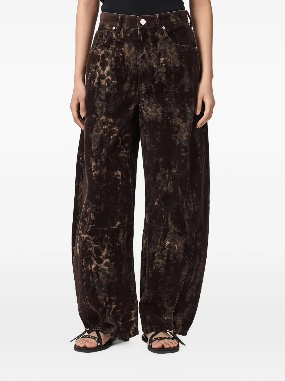 AllSaints leopard-print wide-leg jeans