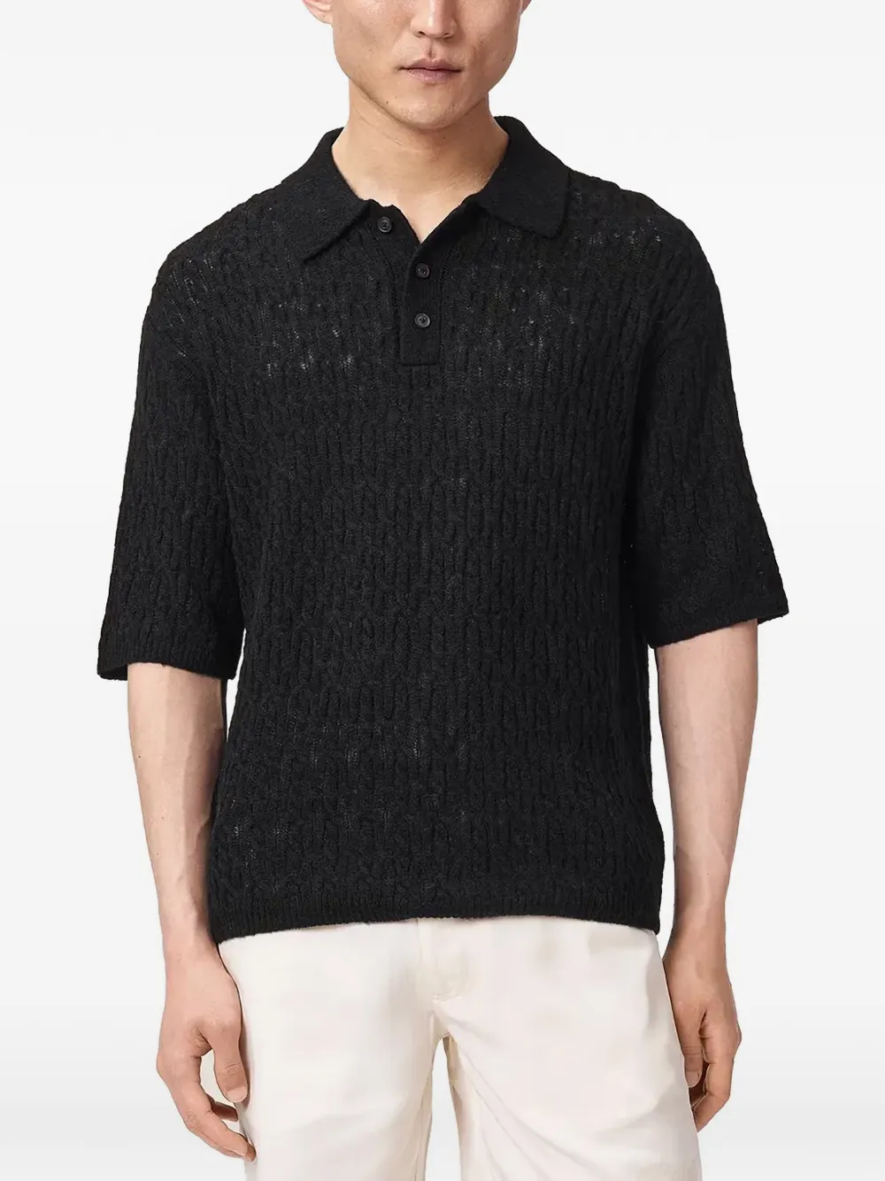 AllSaints cable-knit polo shirt