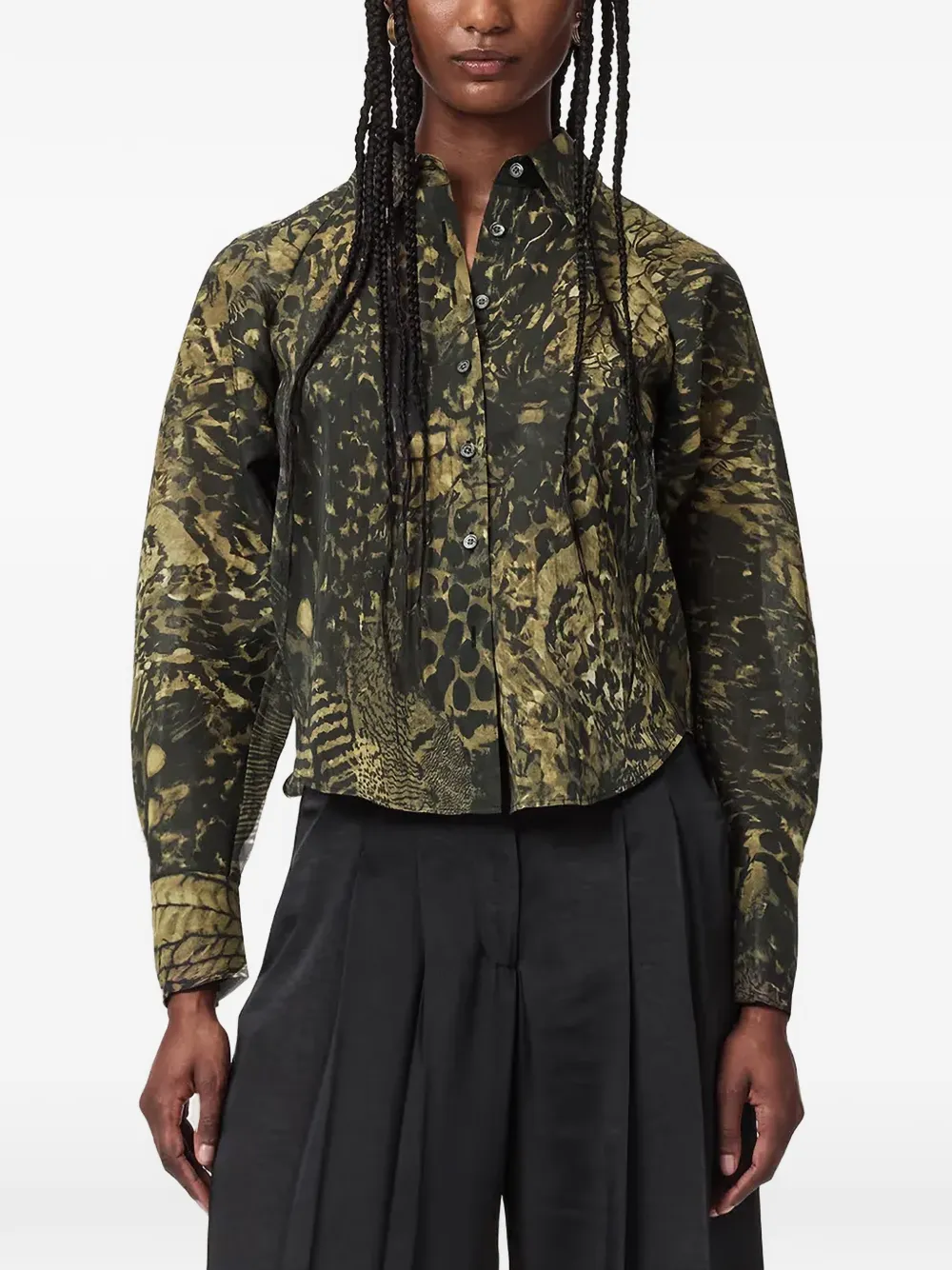 AllSaints animal-print layered-back shirt