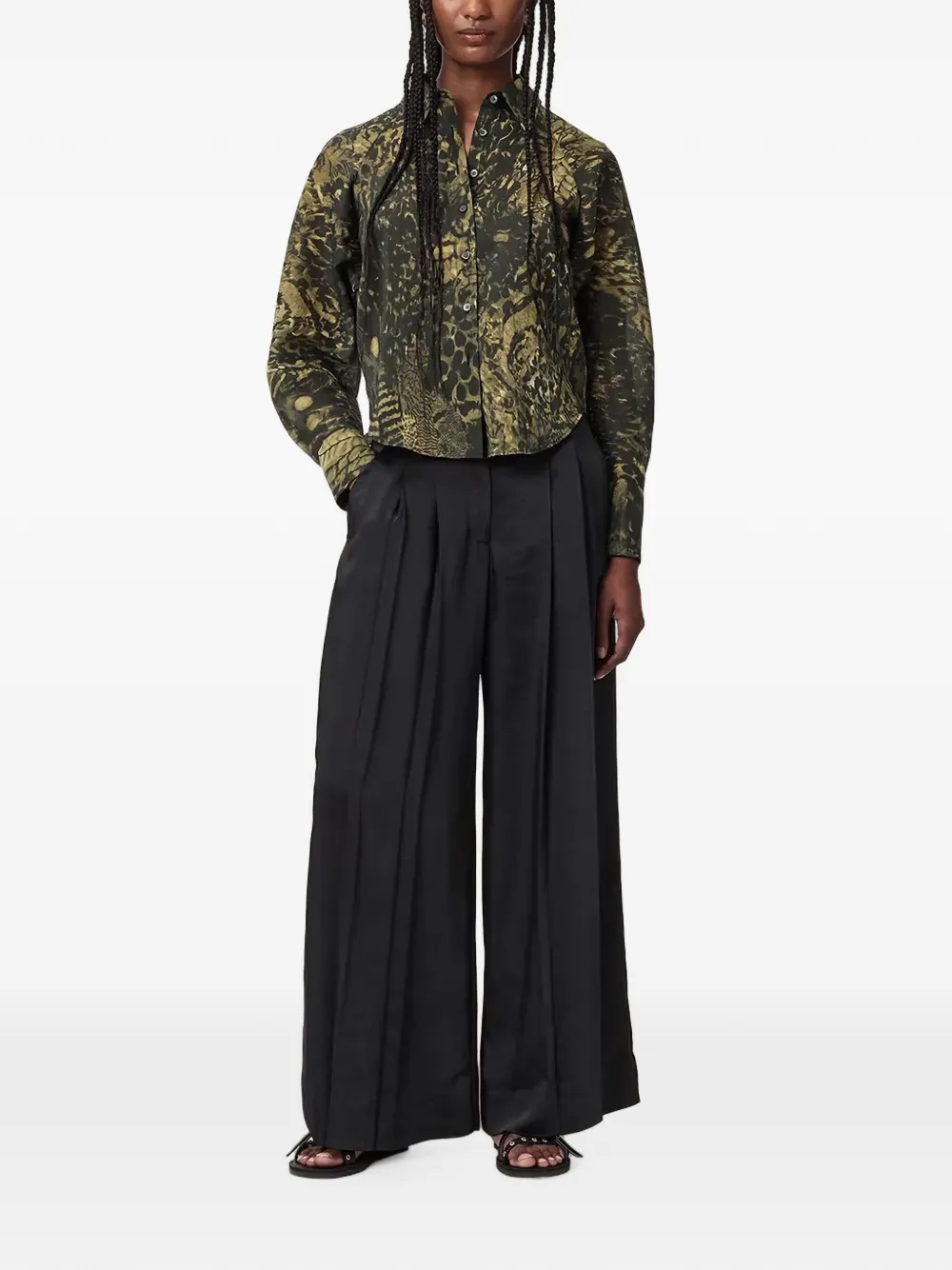 AllSaints Gelaagde blouse met dierenprint Groen
