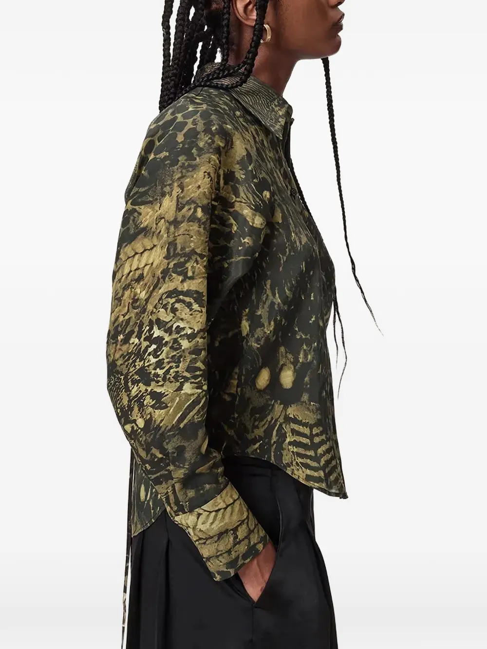 AllSaints Gelaagde blouse met dierenprint Groen