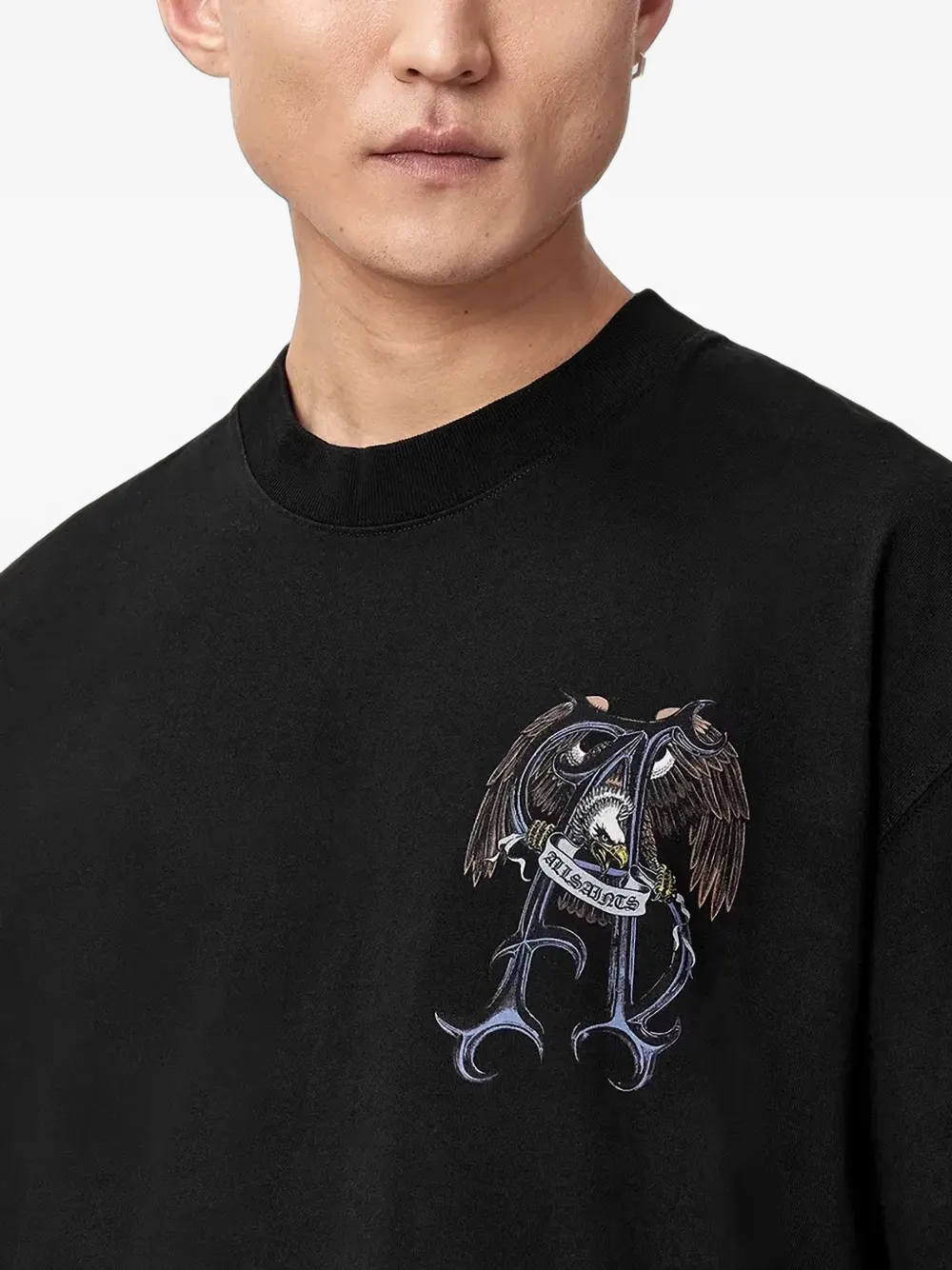 AllSaints T-shirt met ronde hals Zwart