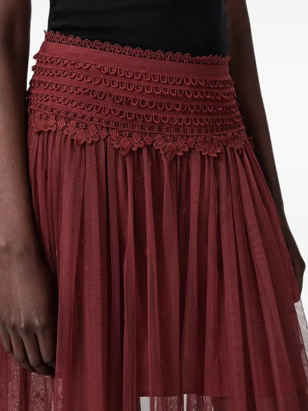 AllSaints Midi-rok met kanten afwerking Rood