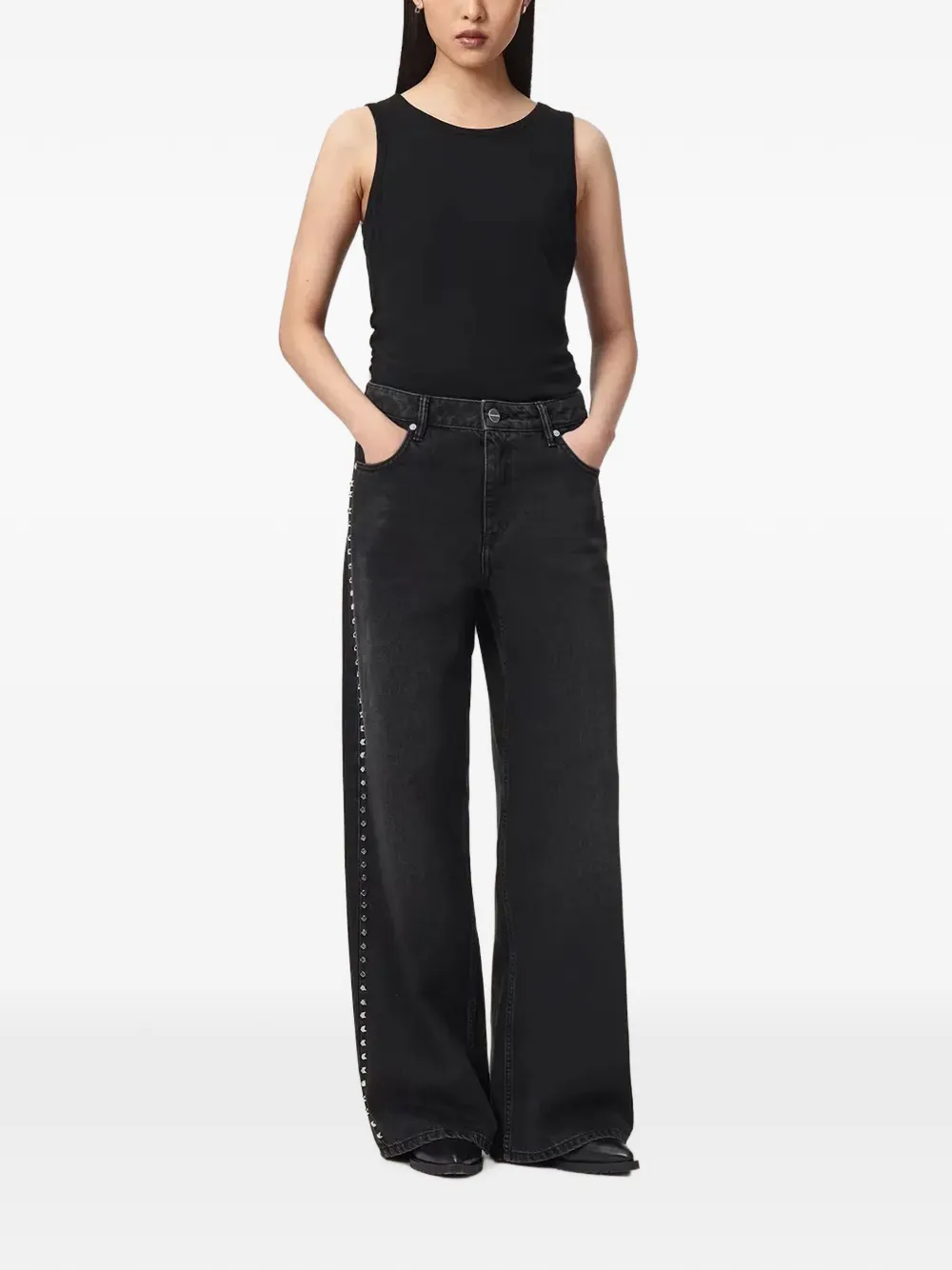 AllSaints Sway stud-embellished jeans Zwart