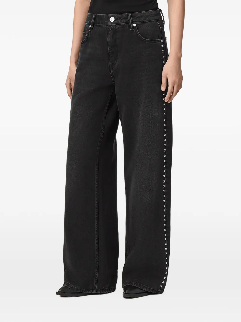 AllSaints stud-embellished wide-leg jeans - Nero